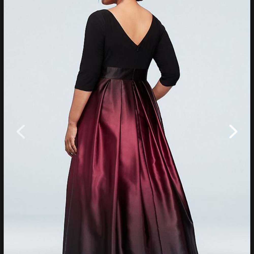 3/4 sleeve wine and black ombré dress